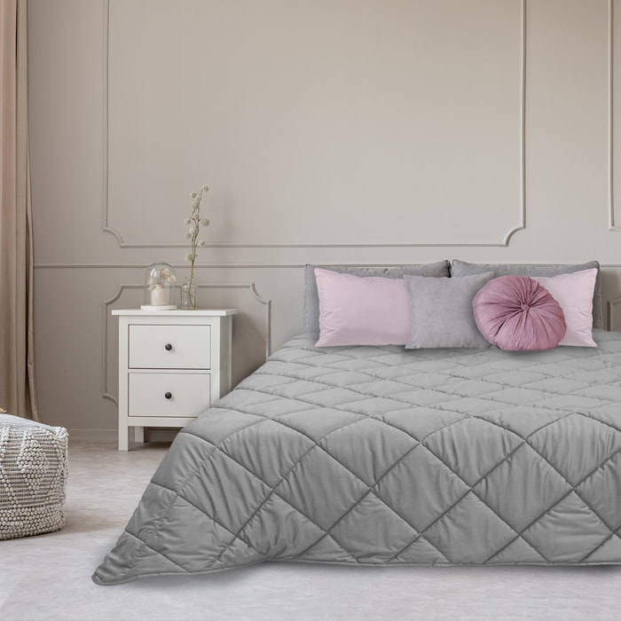 TRAPUNTA INVERNALE MATRIMONIALE IN VELLUTO GRIGIO PRODOTTO ITALIANO