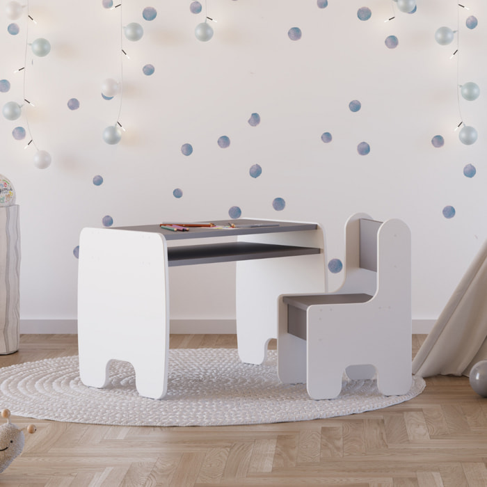 Set bambini TIMI tavolino e seggiolina bianco/grigio