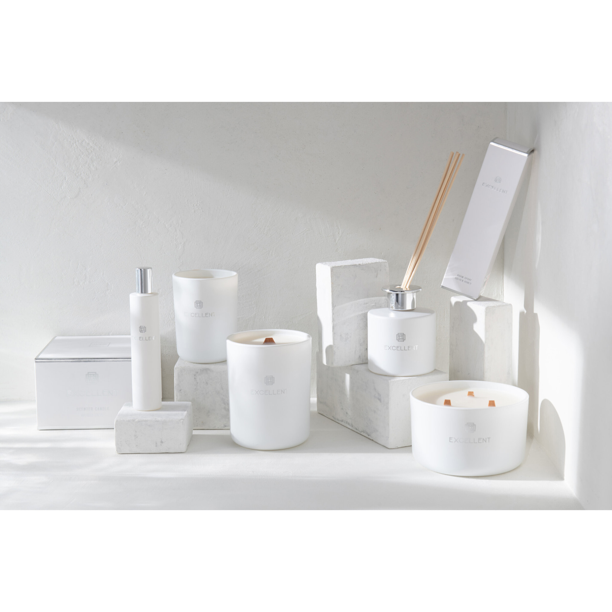 J-Line Bâtonnets parfumés Excellent - Golden Honey - verre - blanc