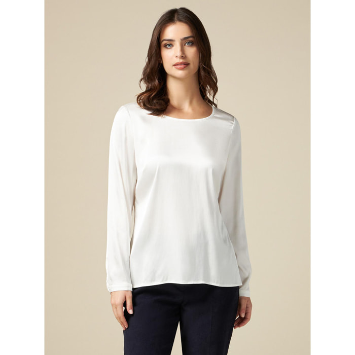 Oltre - Blusa in raso di viscosa - Bianco