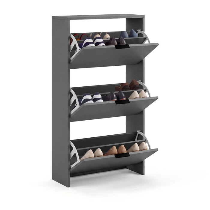 Zapatero de 3 puertas abatibles en gris grafito 60x113 cm Remi Gris Grafito