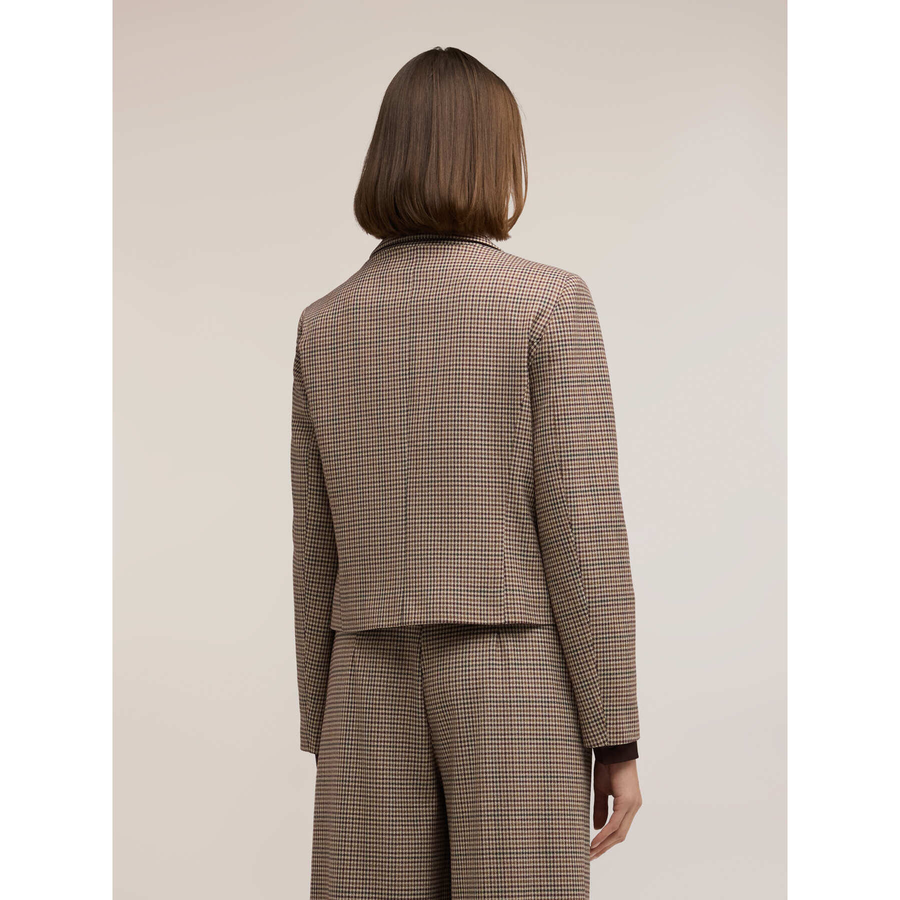 Motivi - Giacca corta doppiopetto fantasia check - Beige