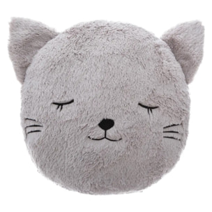 Coussin enfant "Chat" - fausse fourrure - D28 cm