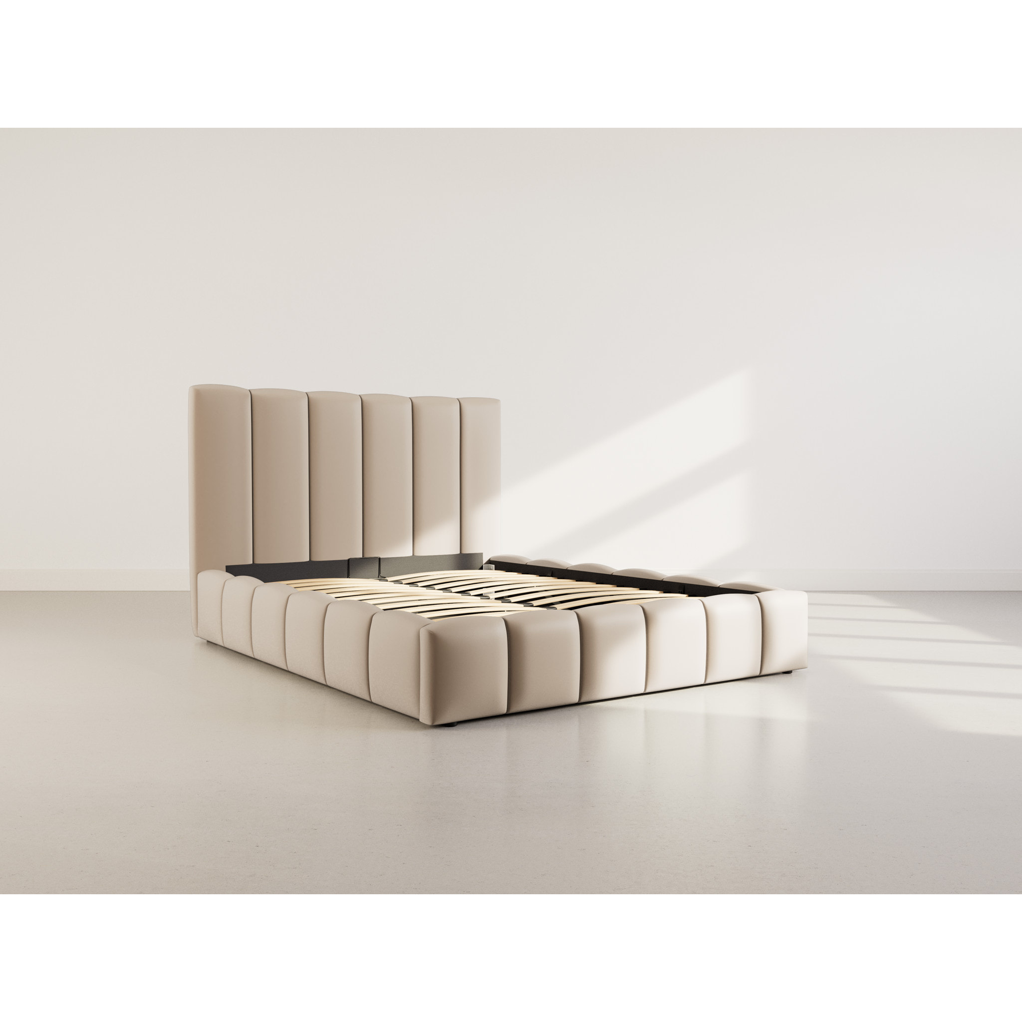 Mermaid - lit coffre - 160x200 cm - en velours - sommier inclus - Taupe