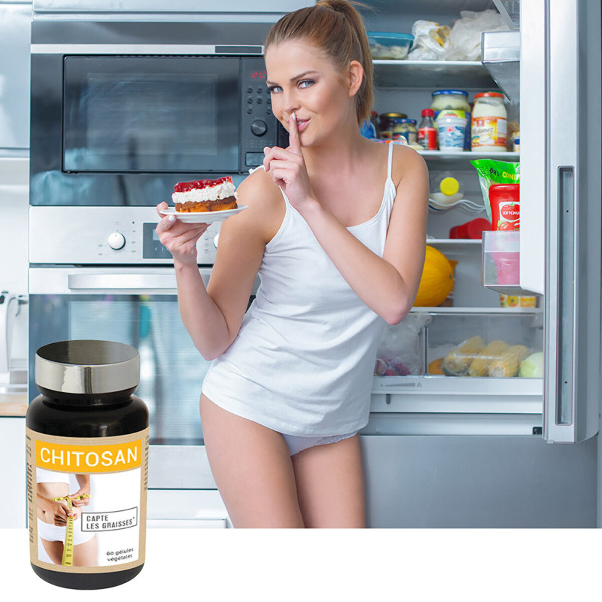 NUTRI EXPERT - Chitosan - Absorbe Sucres et Graisses - Réduit l'appétit - Favorise l'amincissement - Gélules végétales - Lot de 3 produits