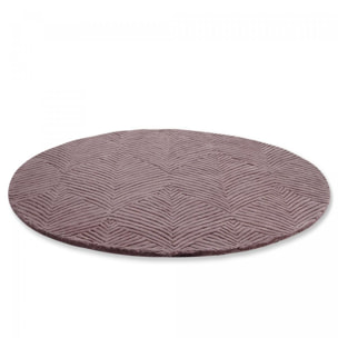 Tapis rond fait à la main en laine motif faux uni QUITA