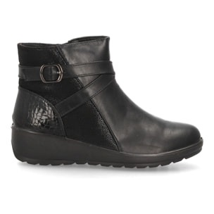 Botines con cuña y hebilla lateral para mujer