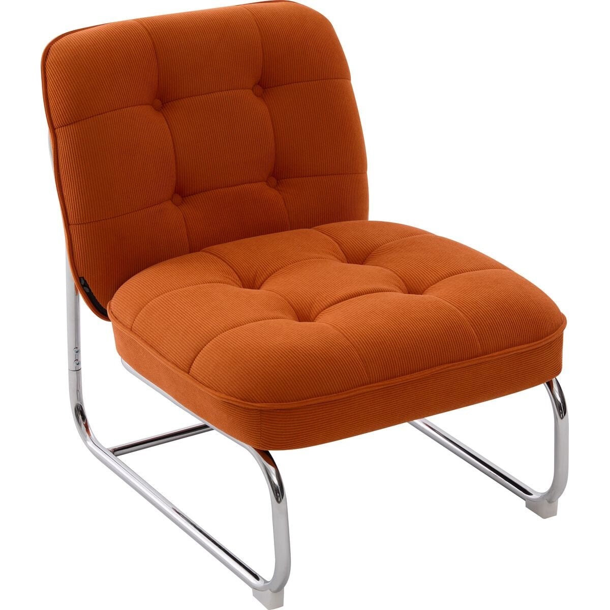 Fauteuil en velours côtelé et piètement chromé - MARVIN