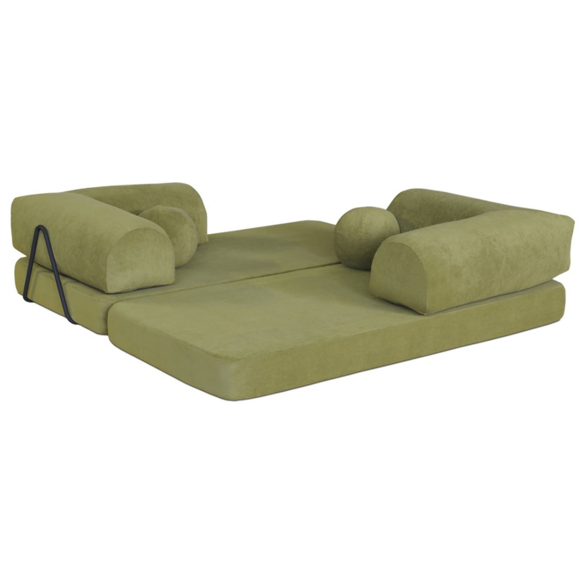 Nebula - Canapé 3 places convertible en velours texturé - Vert Kaki