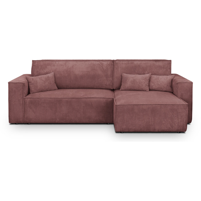 Canapé d'angle convertible 4 places en velours côtelé - LIVIA