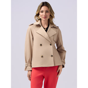 Oltre - Short double-breasted oversized trench coat - Beige