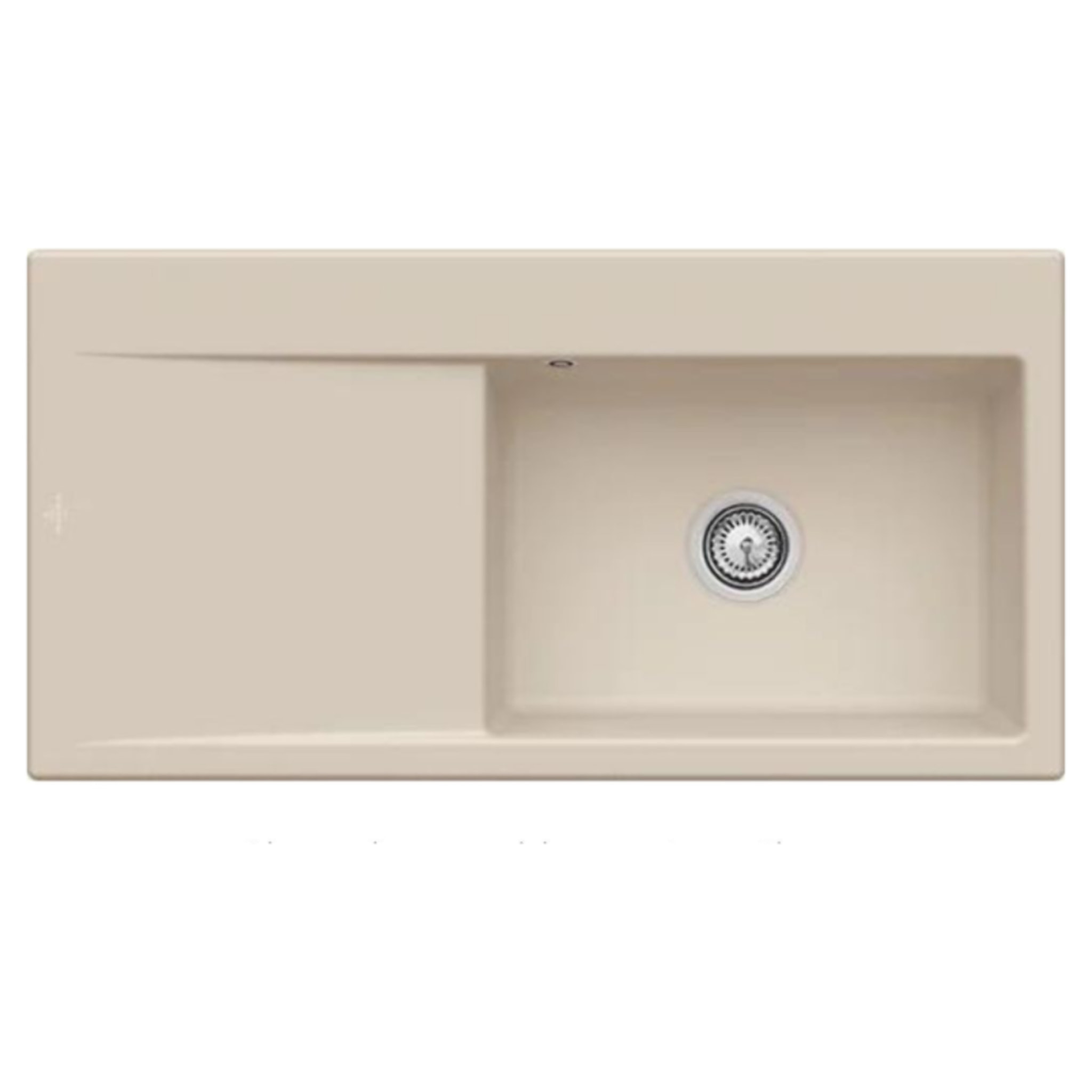 Evier a encastrer 1 bac Subway Style 60 egouttoir à gauche vidage automatique Beige CeramicPlus