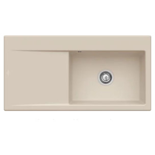 Evier a encastrer 1 bac Subway Style 60 egouttoir à gauche vidage automatique Beige CeramicPlus