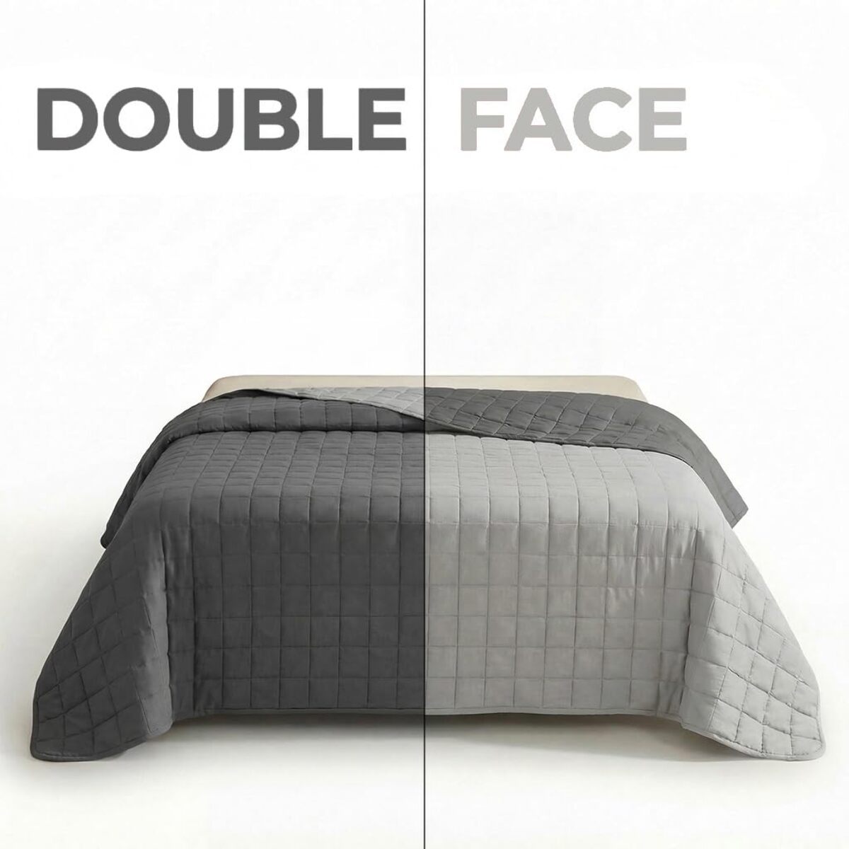 Copriletto matrimoniale estivo leggero double face 260x260 cm, trapunta estiva traspirante e morbida, coperta primaverile elegante e moderna, design reversibile per doppio stile, ideale per stagione calda, resistente e facile da lavare