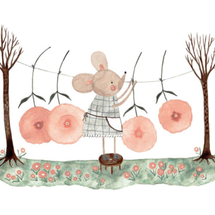 Affiche enfant lessive chez souricette  Affiche + cadre en bois - Noir