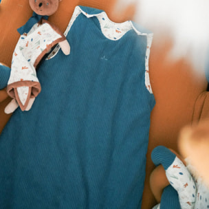 Gigoteuse bébé chaude sans manches en velours - Bleu