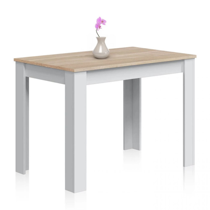 Mesa de comedor Dina Blanco Artik (Blanco Mate) - Roble Canadian