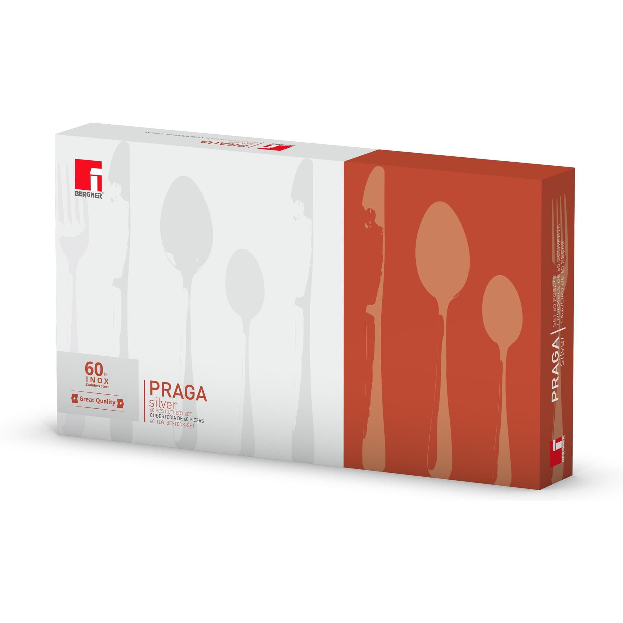 Set de Cubertería de 60 piezas en acero inoxidable PRAGA Plata de San Ignacio