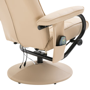 Fauteuil de massage vibration electrique relaxation avec chauffage beige