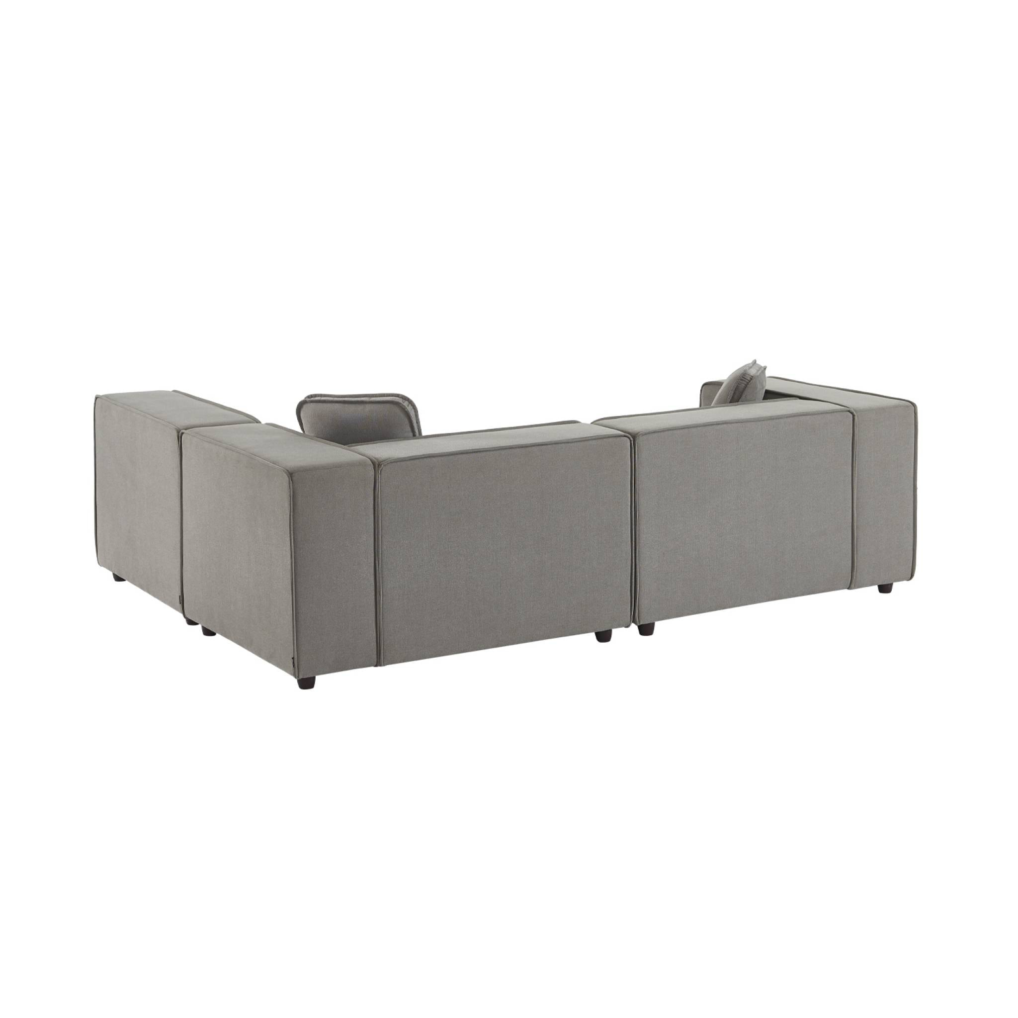 Canapé modulable tissu gris 3-4 places déperlant. 2 corners + 1 assise + 1 pouf