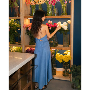 Top de mujer cruzado con cuello halter y con escote de pico