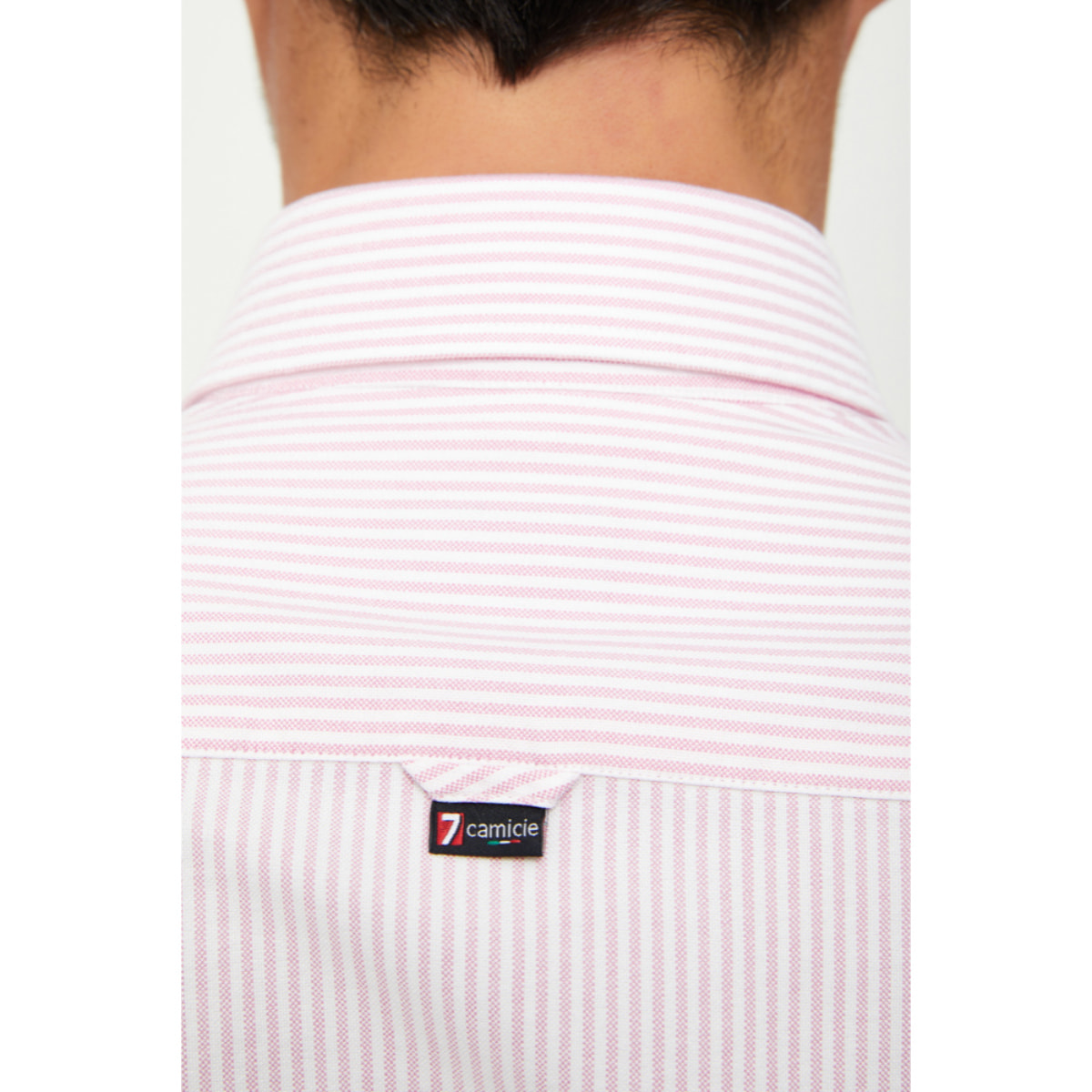 Camicia Uomo 1 Bottone Button Down Slim Oxford Lavato Unito Rosa/Bianco