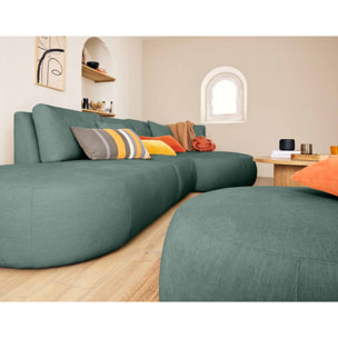 Santorini - module d'assise gauche - en tissu texturé - Vert