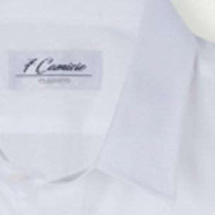 Camicia Uomo 1 Bottone Italiano Slim Popeline stretch Unito Bianco
