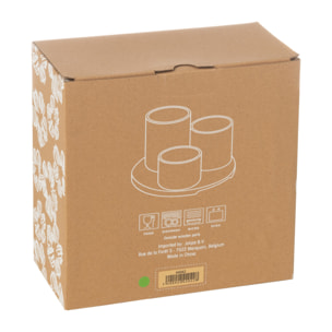 J-Line plat apéro + plateau 3 pièces - bambou/céramique - vert