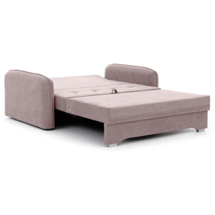 Michelle - canapé droit 3 places convertible avec coffre en velours - Rose