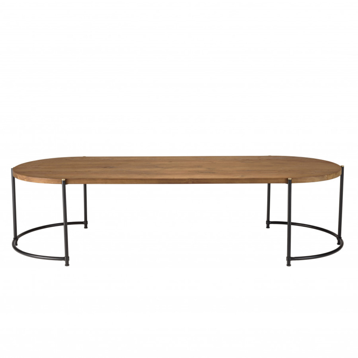 ALIDA - Table basse ovale 163x63cm plateau en bois de teck recyclé