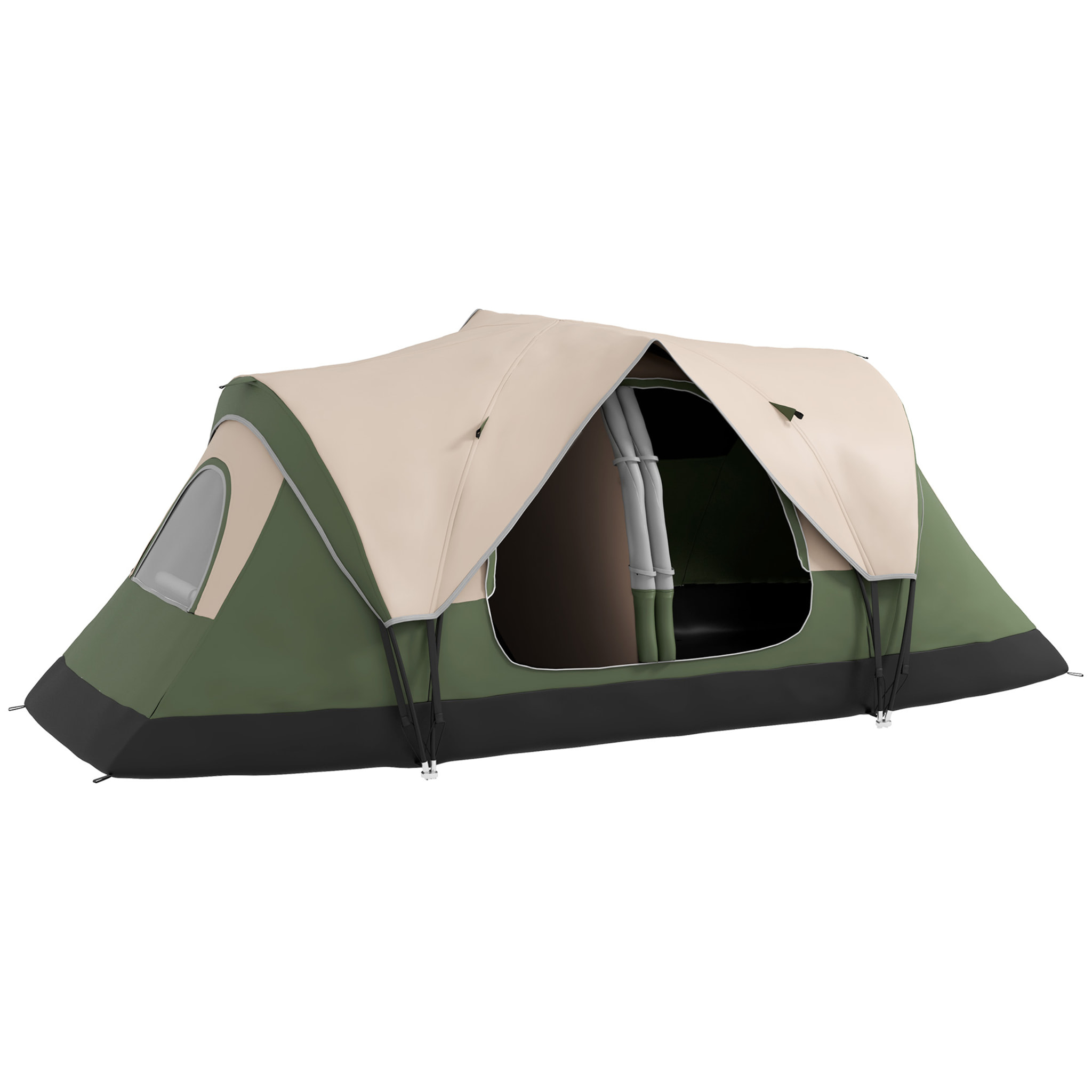 Tienda de Campaña Familiar para 6-8 Personas Tienda de Camping Plegable con 2 Habitaciones y Bolsa de Transporte Impermeable para Senderismo 450x215x180 cm Verde Oliva y Marrón Claro