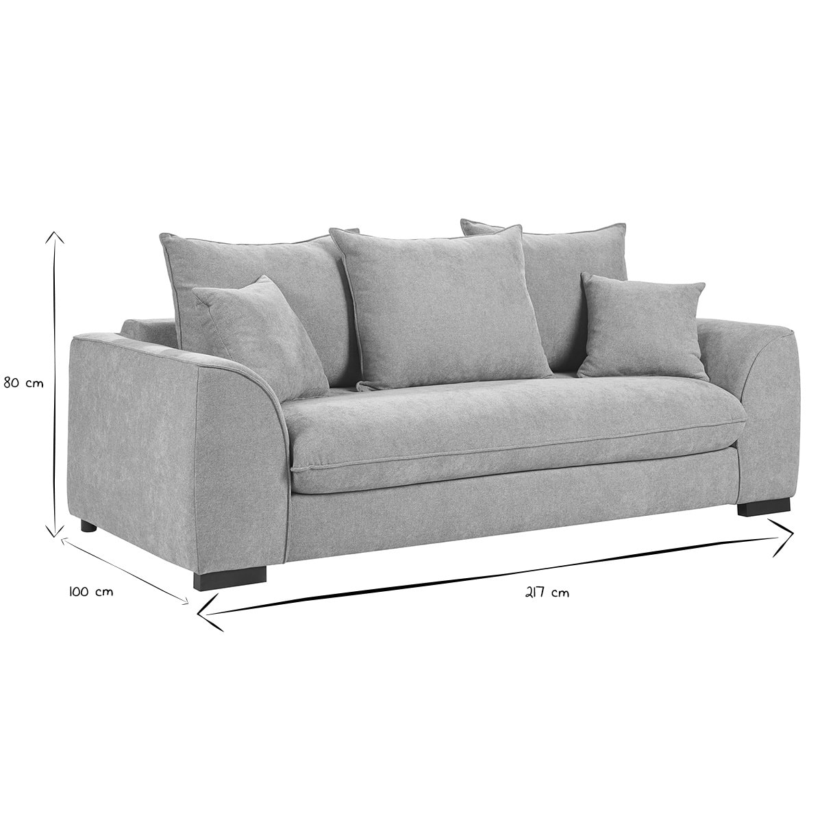 Canapé convertible 3 places en tissu effet velours taupe avec matelas 12 cm ARMAND