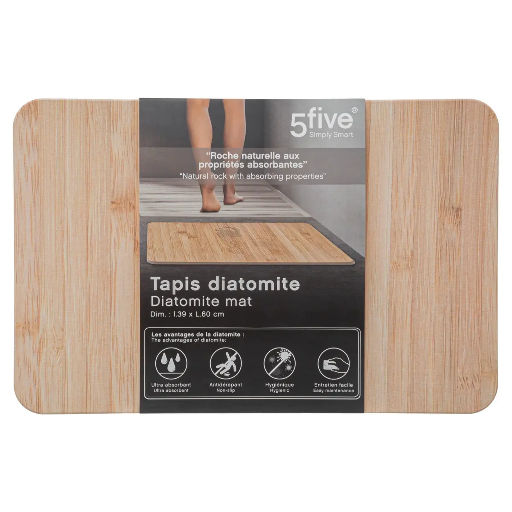 Tapis diatomite 39x60cm effet bambou