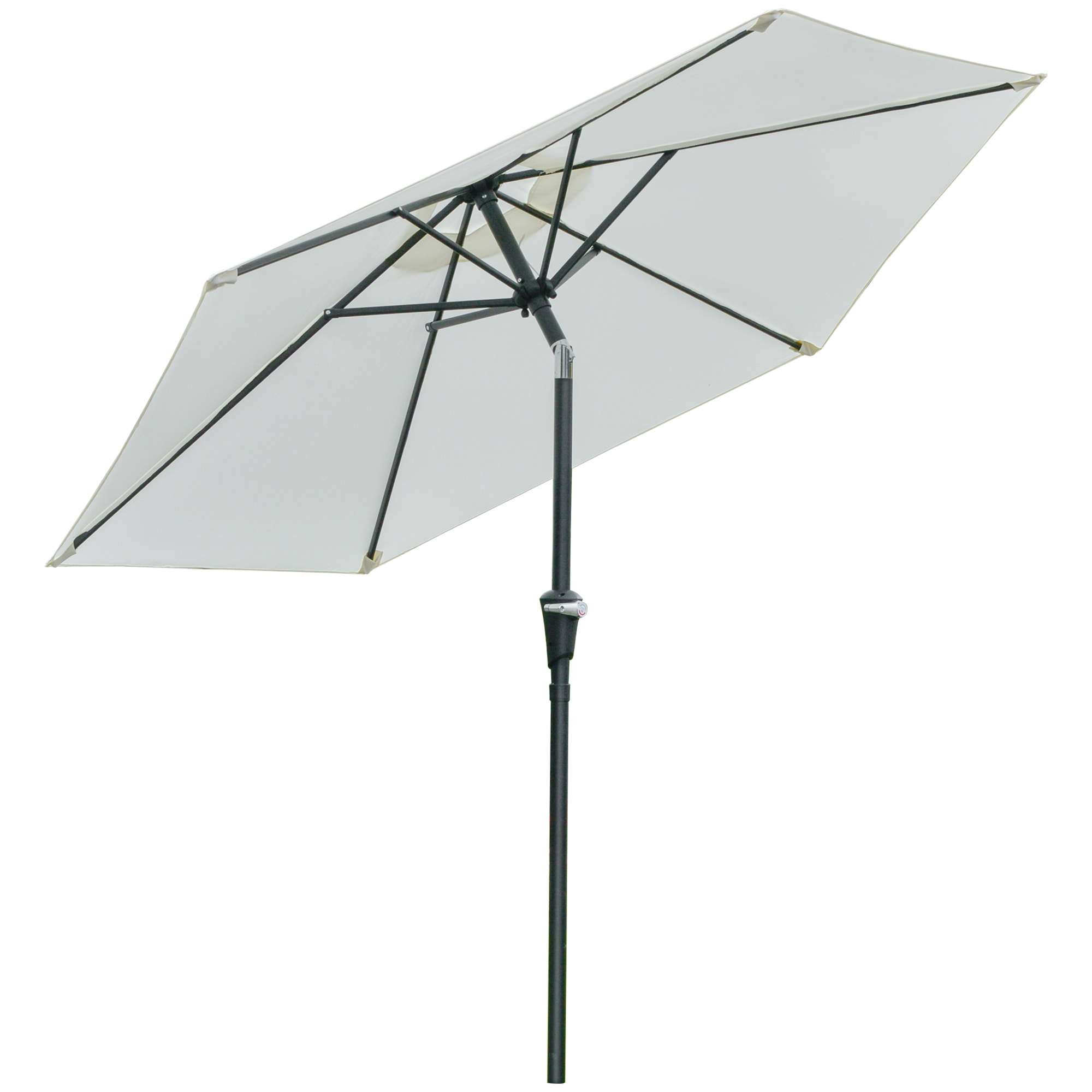 Sombrilla de Jardín Ø230x216 cm Parasol de Terraza con Apertura Manual Ángulo Ajustable e Impermeable para Balcón Piscina Crema