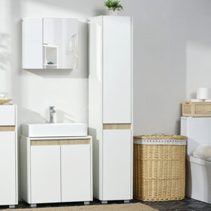 Armario Alto de Baño de 5 Niveles con Estantes Ajustables 30x33x165 cm Blanco