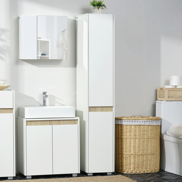 Armario Alto de Baño de 5 Niveles con Estantes Ajustables 30x33x165 cm Blanco