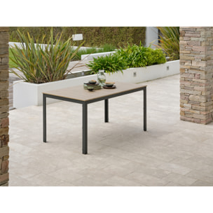 BOSTON - Table de jardin en alu plateau en polywood imitation bois
