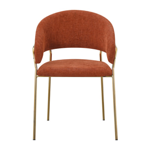 Set Da 4, Poltrona Artemisia Tess. Ruggine/Gambe Oro