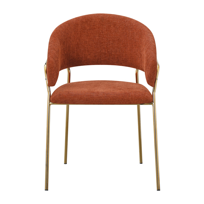 Set Da 4, Poltrona Artemisia Tess. Ruggine/Gambe Oro