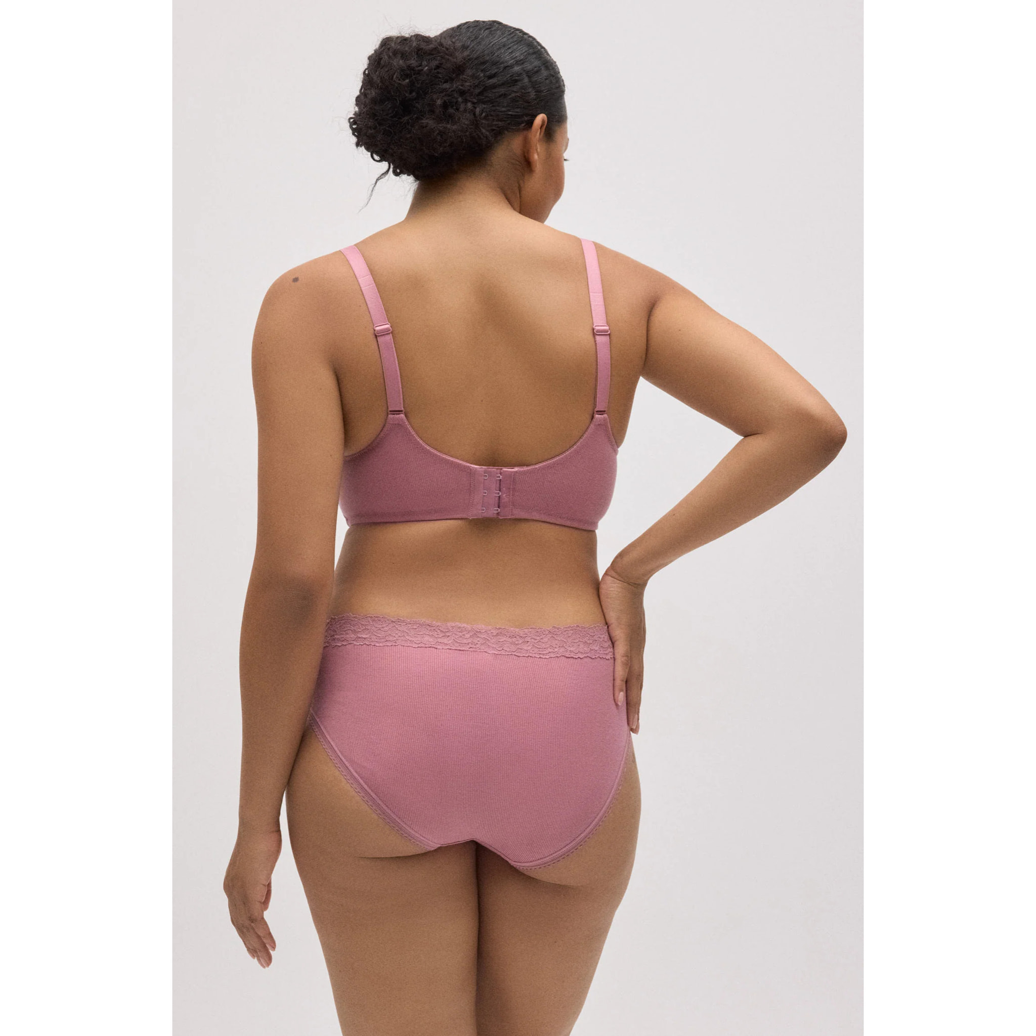 Slip midi a coste con pizzo rosa