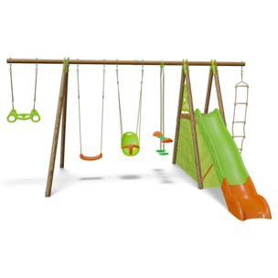 Balançoire en bois poutre métal 2,30 m Techwood LEGATO - 8 enfants