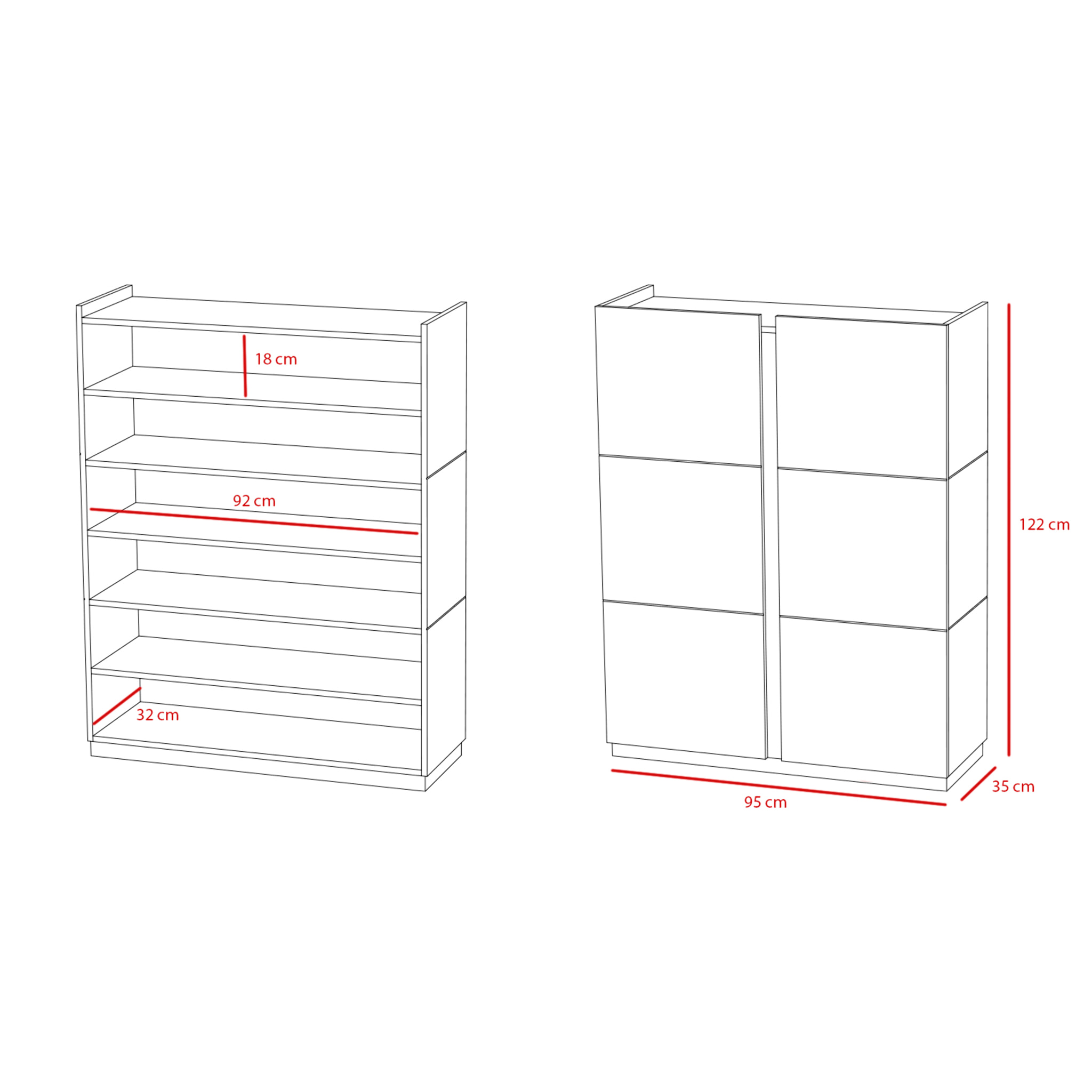 Zapatero Hessa melamina roble claro detalle blanco 122x95x35 cm