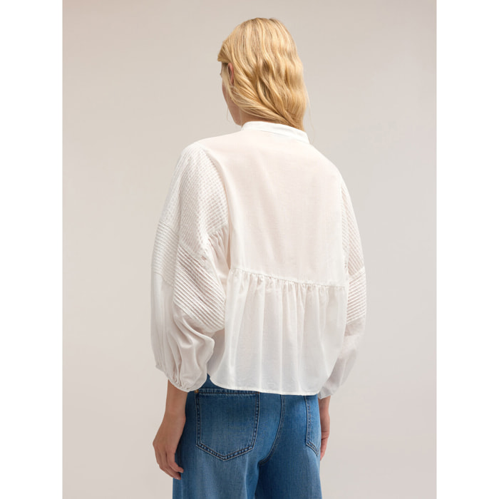 Motivi - Blusa holgada con motivo de pliegues - Blanco
