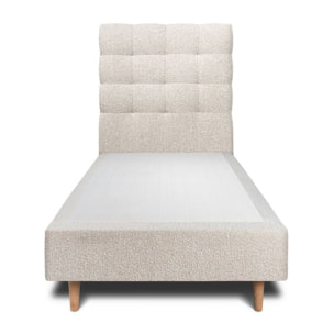 Lit avec tête de lit capitonnée bouclette et sommier tapissier Ep20