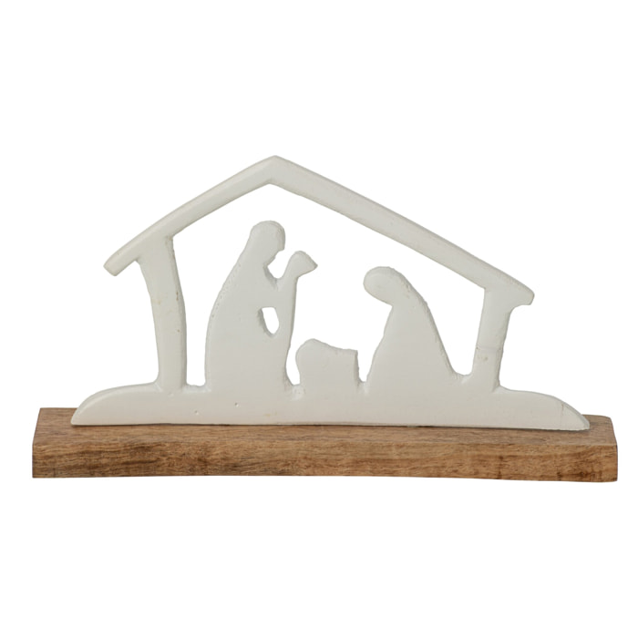J-Line Crèche sur base - aluminium - blanc/naturel