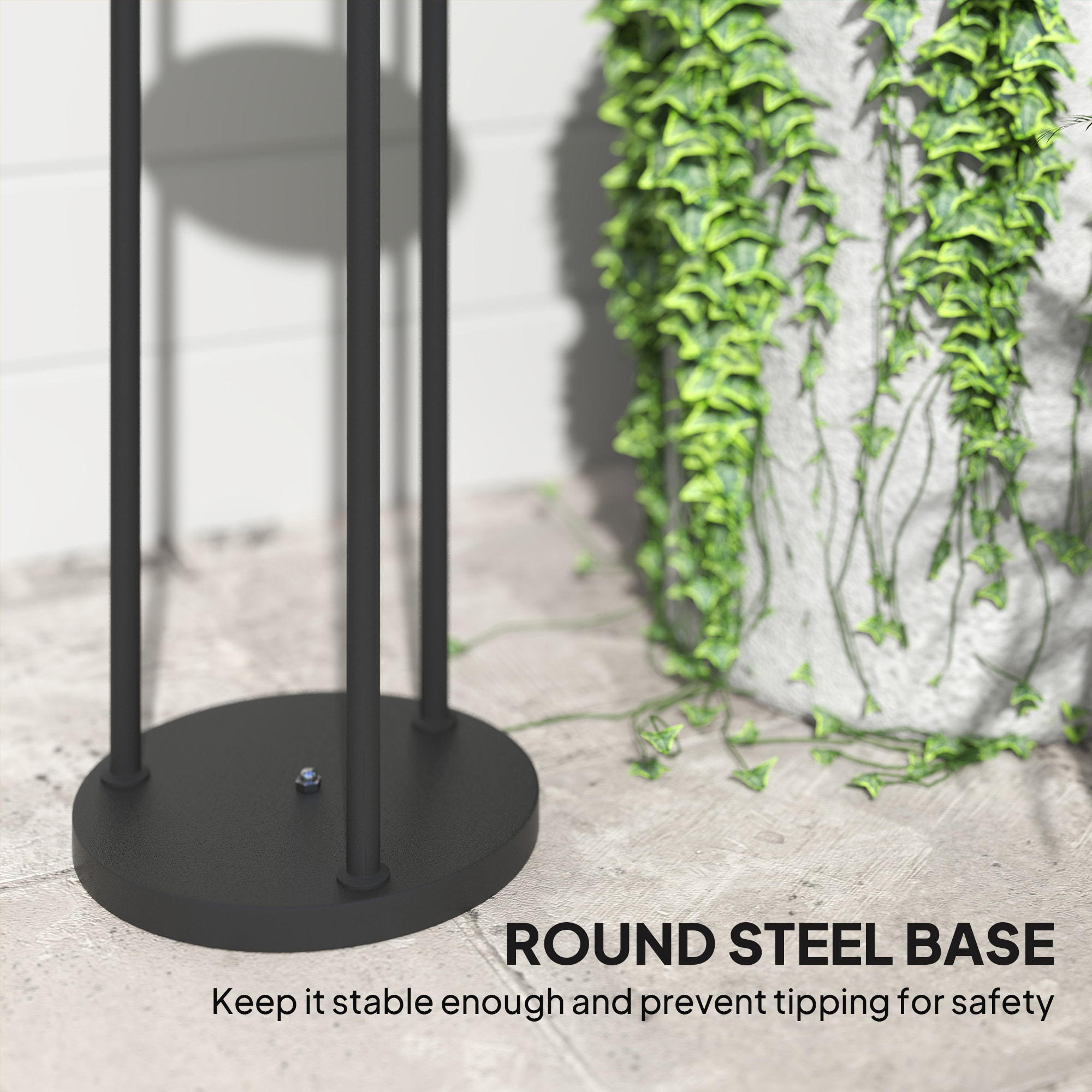 Lampadaire extérieur LED style bohème triple abat-jour résine tressée effet rotin