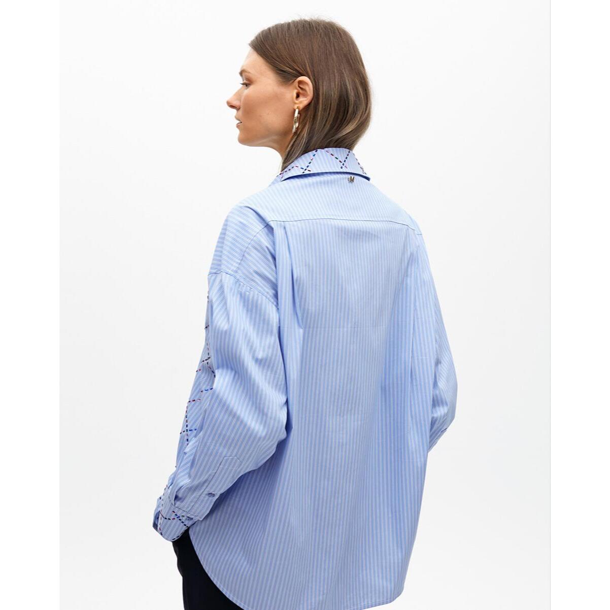 Camicia a Righe con Strass