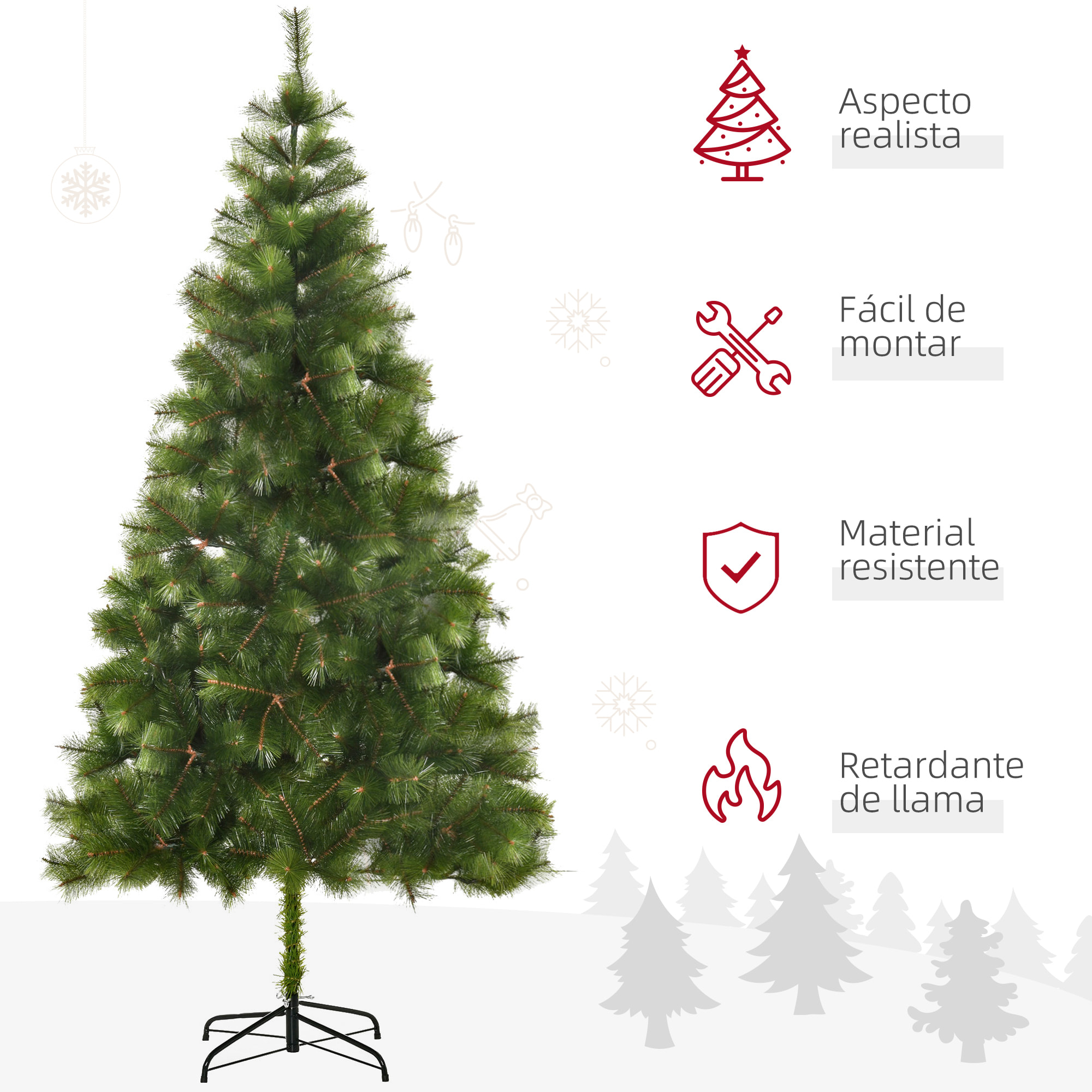 árbol de Navidad Artificial 90x210cm Verde