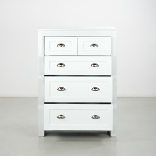 Cassettiera bianca con 5 cassetti 80x110x40 cm - Mary